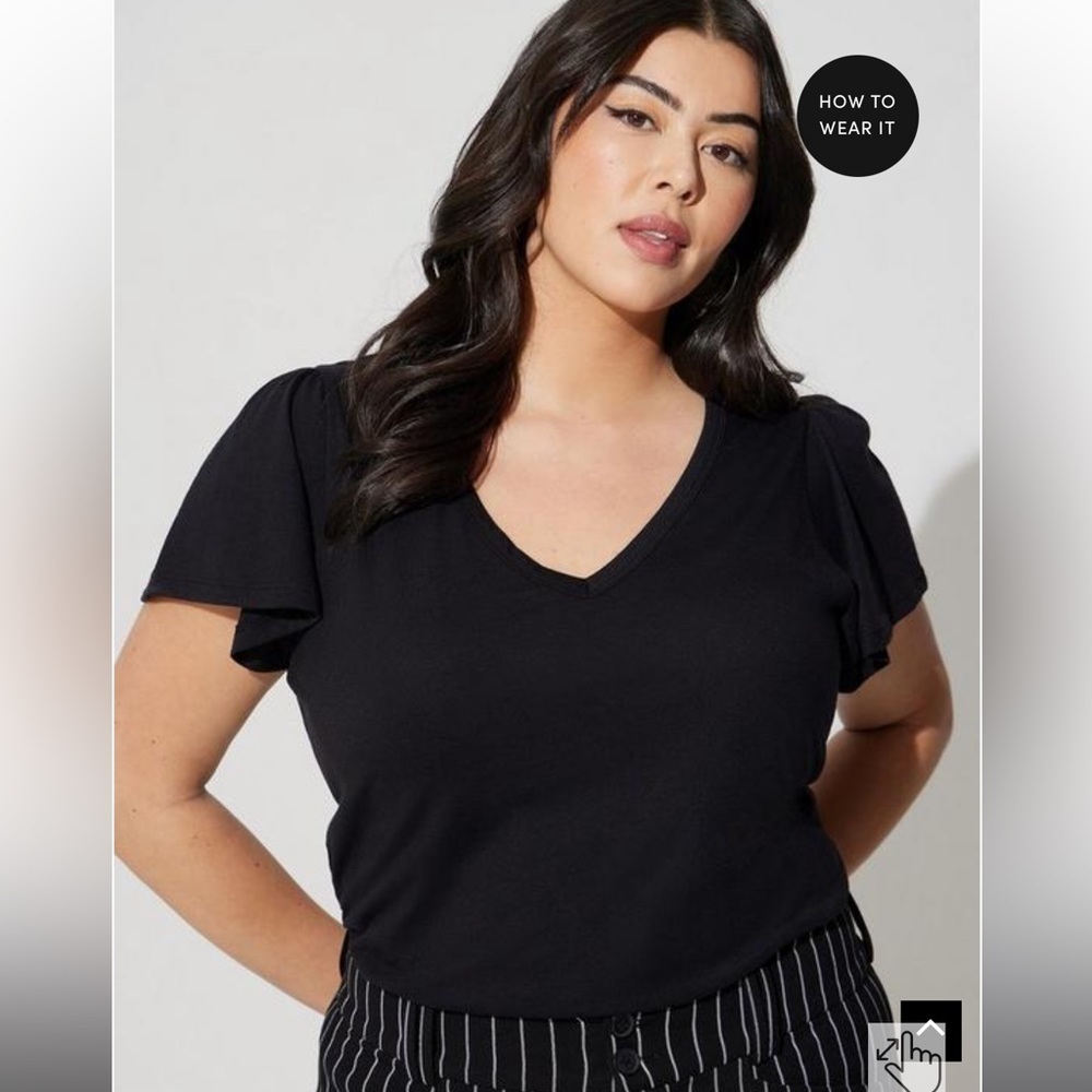 Torrid Girlfriend Signature Jersey V-Neck Flutter Sleeve Tee size 3X